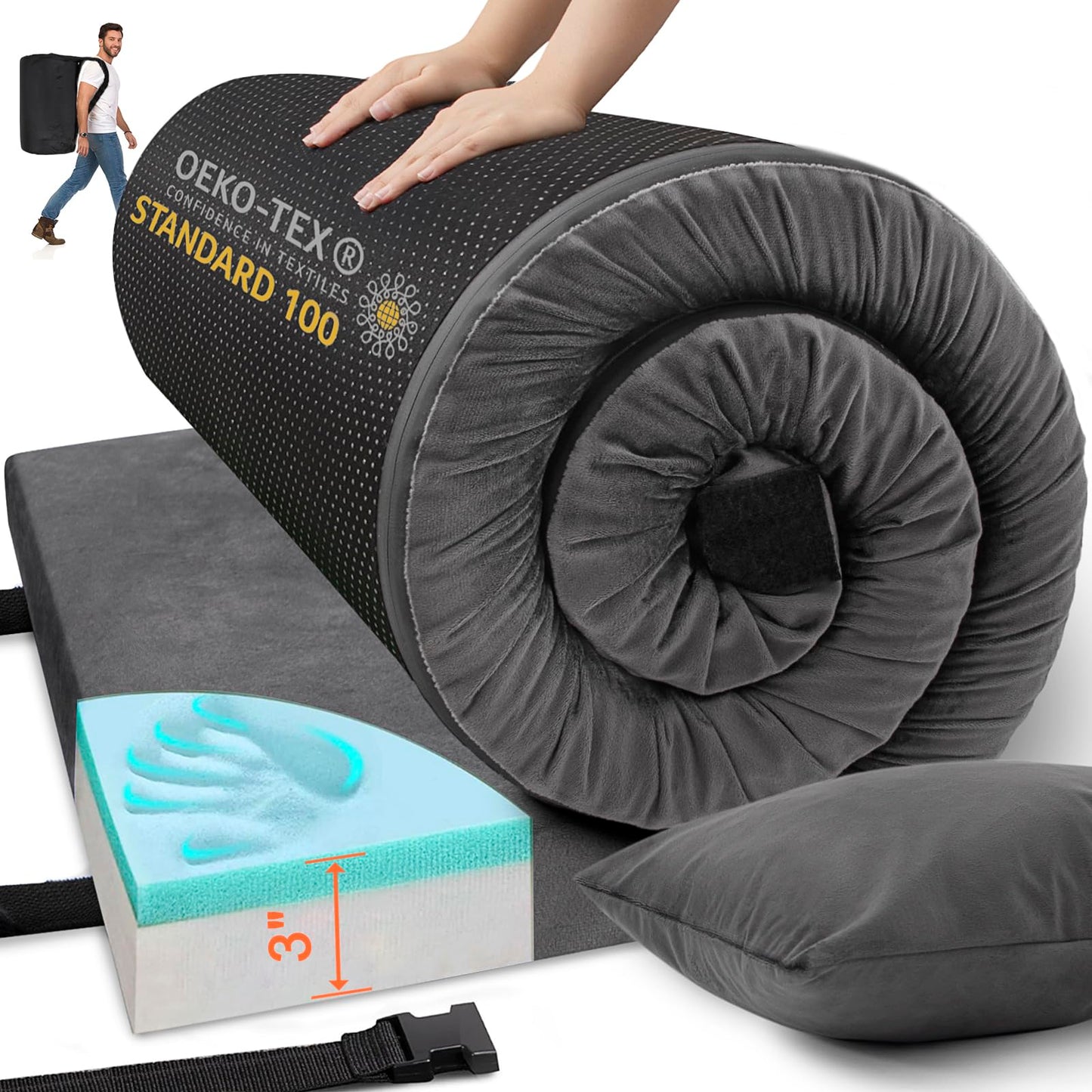 Airpanda Memory Foam Camping Mattress Sleeping Pad 3" Thick Waterproof