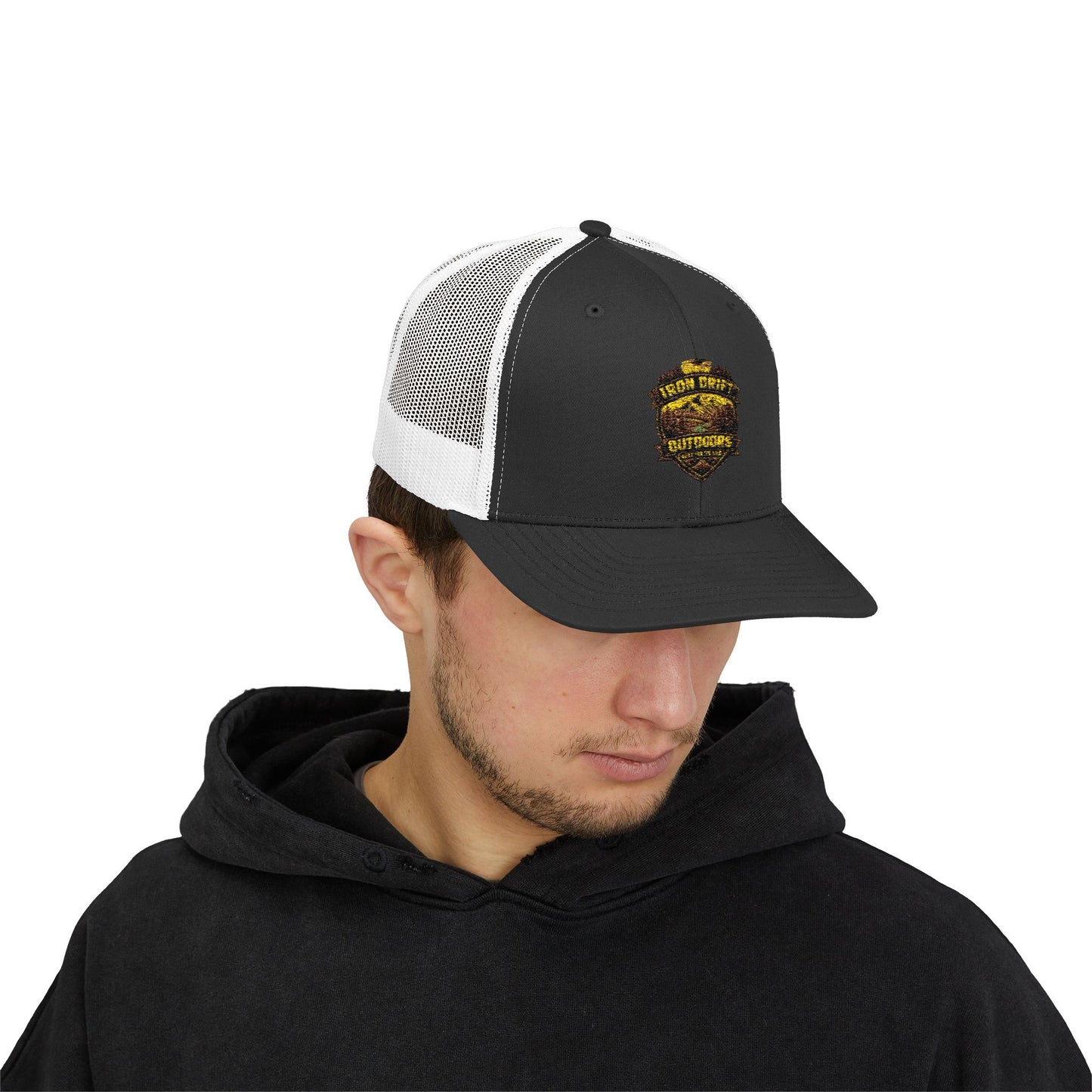 Outdoors Grunge Trucker Cap - Vintage Hunting Logo Snapback