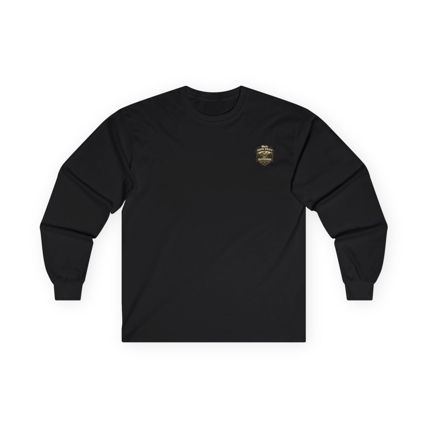 Fishing Logo Long Sleeve Tee — "Iron Drift Outdoors" Outdoor Fish Shirt