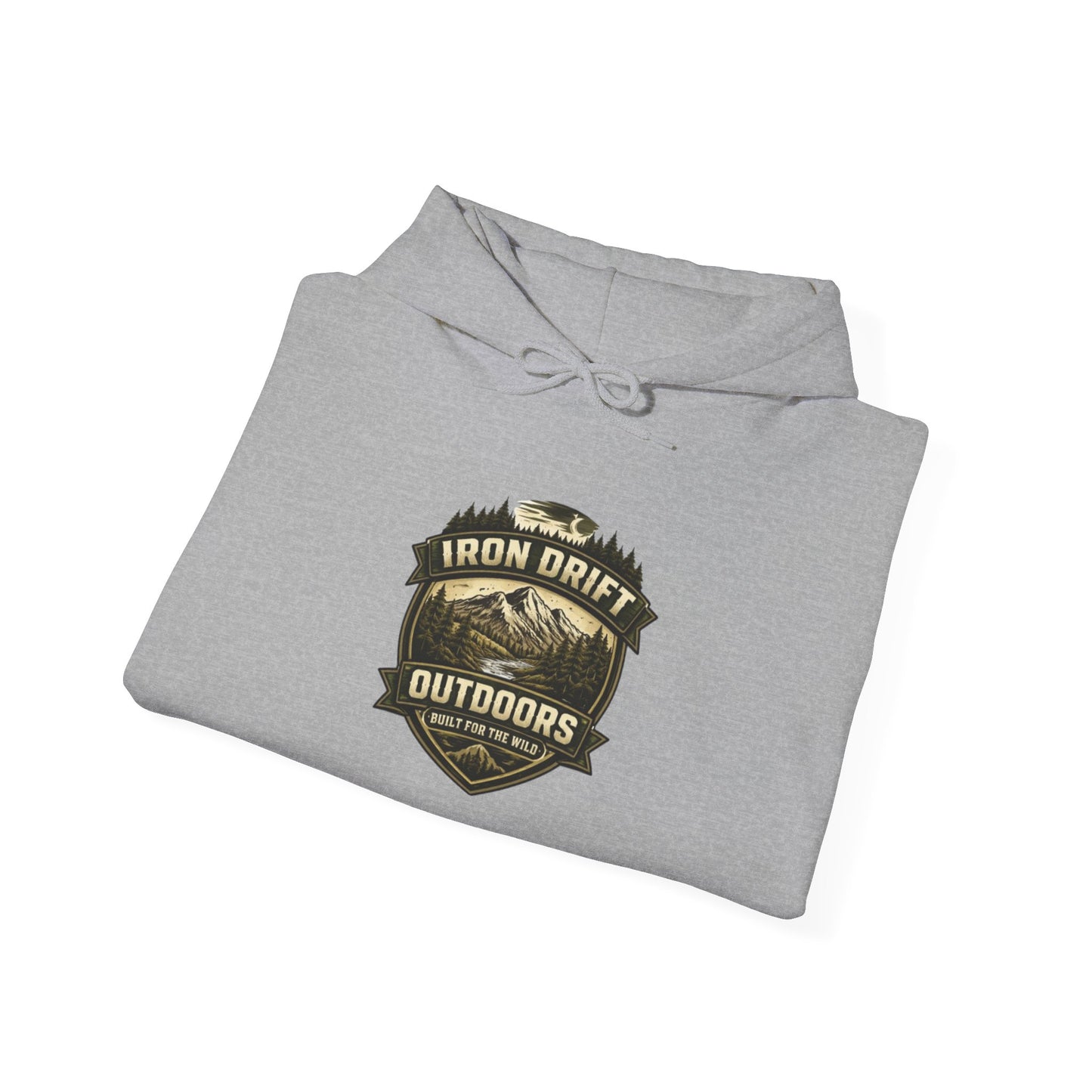 Outdoors Vintage Badge Hoodie — Iron Drift Outdoors Graphic Sweatshirt