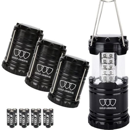 4 Pack LED Camping Lantern Portable Flashlight with 12 aa Batteries