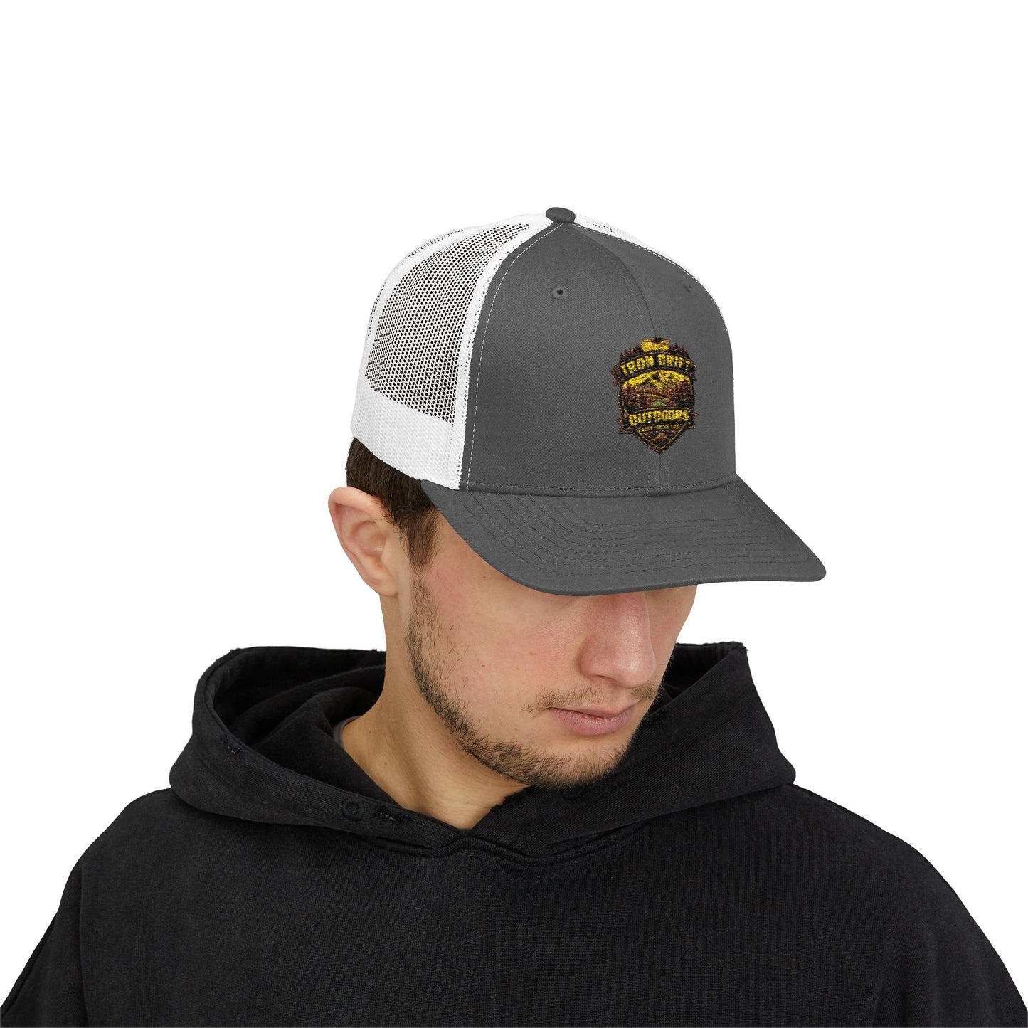 Outdoors Grunge Trucker Cap - Vintage Hunting Logo Snapback
