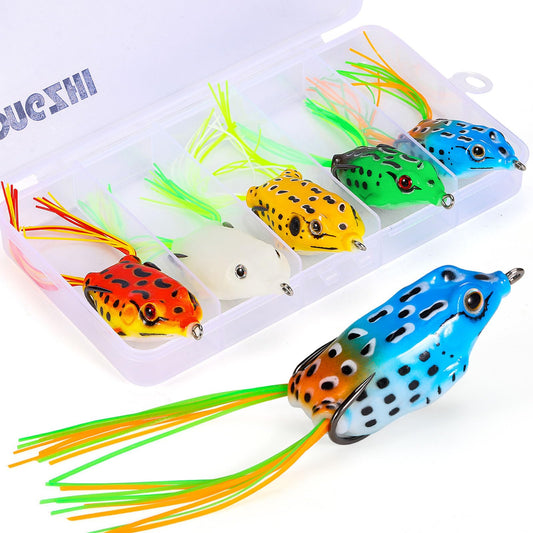 YONGZHI Fishing LuresFrog Lure Bass Fishing Frogs 5Pcs Topwater Fishing Frog Lures Soft Swimbaits for Pike Snakehead Salmon Trout Catfish