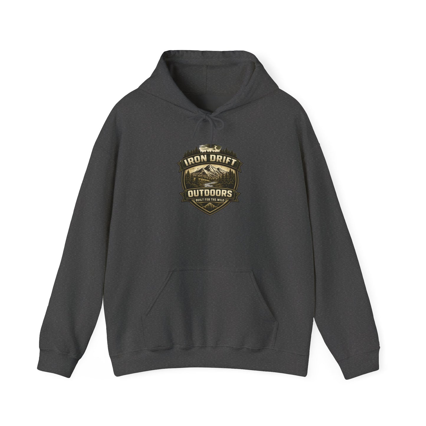 Outdoors Vintage Badge Hoodie — Iron Drift Outdoors Graphic Sweatshirt