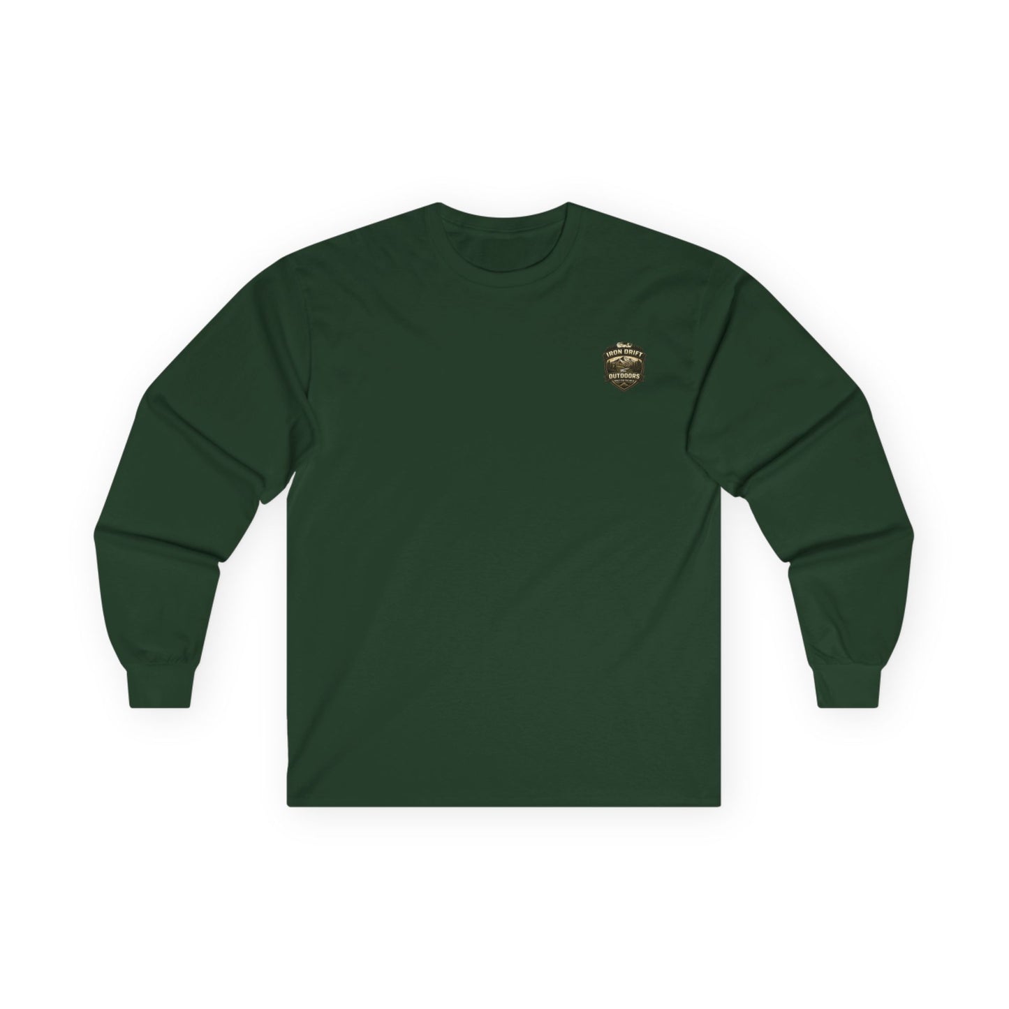 Fishing Logo Long Sleeve Tee — "Iron Drift Outdoors" Outdoor Fish Shirt