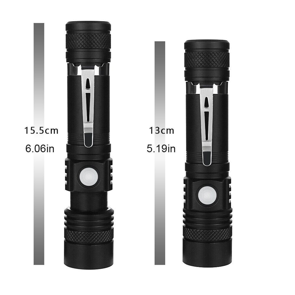 90000LM LED Tactical Flashlight Zoomable With Rechargeable Battery