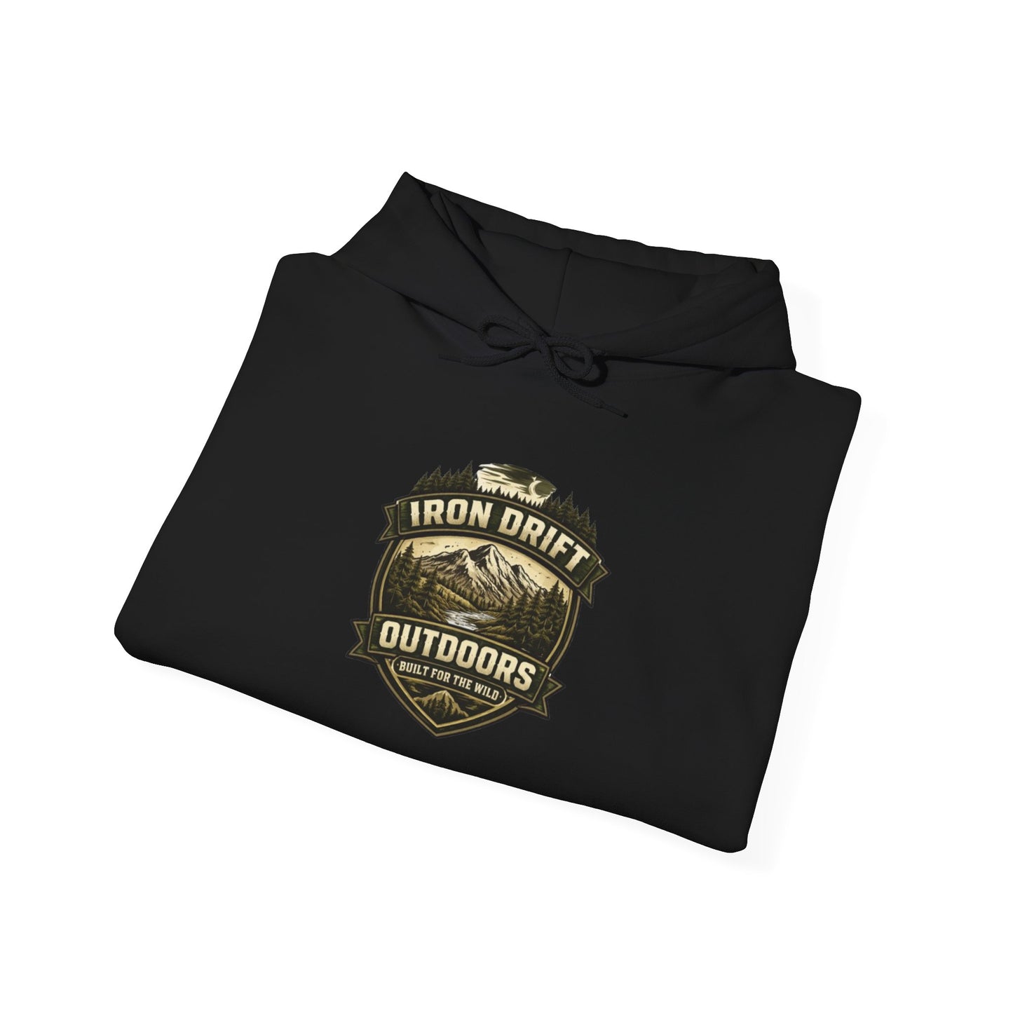 Outdoors Vintage Badge Hoodie — Iron Drift Outdoors Graphic Sweatshirt