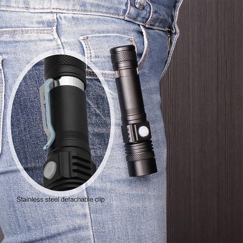 90000LM LED Tactical Flashlight Zoomable With Rechargeable Battery